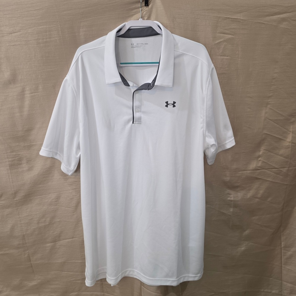 Under Armour Mens Tech Polo Shirt White Short Sleeve Loose Fit 4XLT Big & Tall